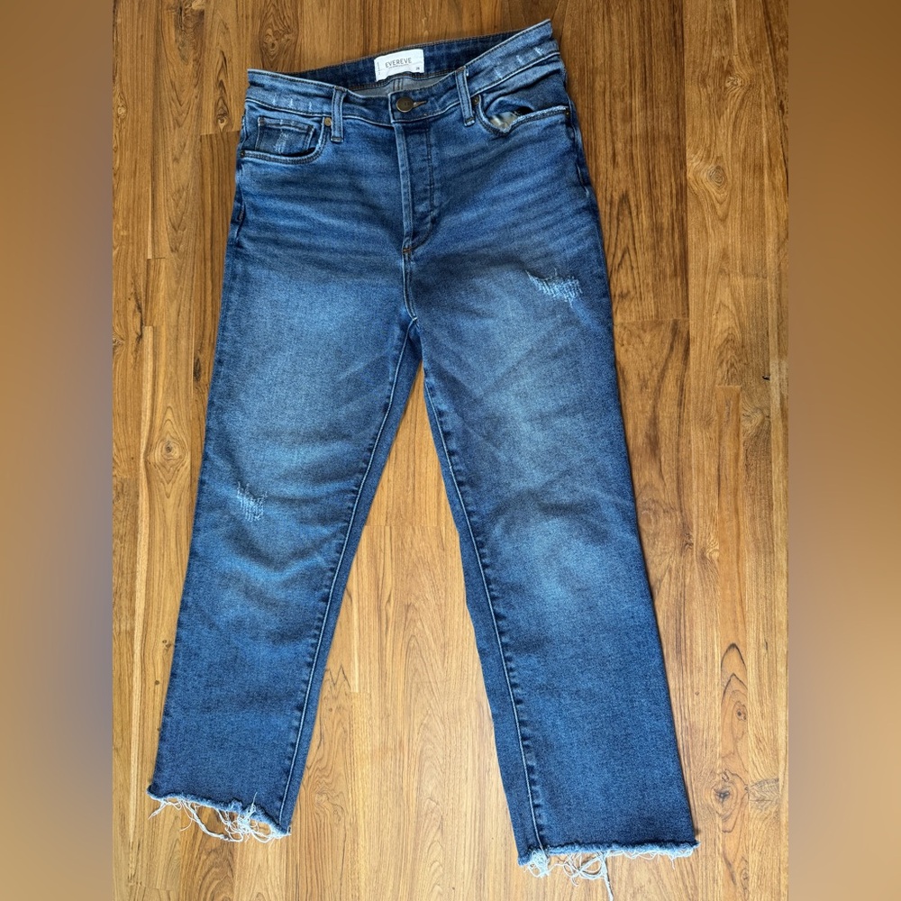 Evereve Jeans Women’s 28 The Ever Straight High Rise Raw Hem 24” Inseam